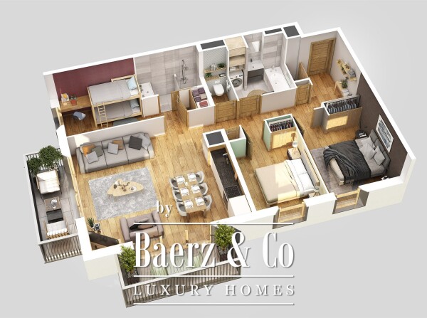 photo 5 Great 2 bedroom+cabin apartment at the top floor of a new residence